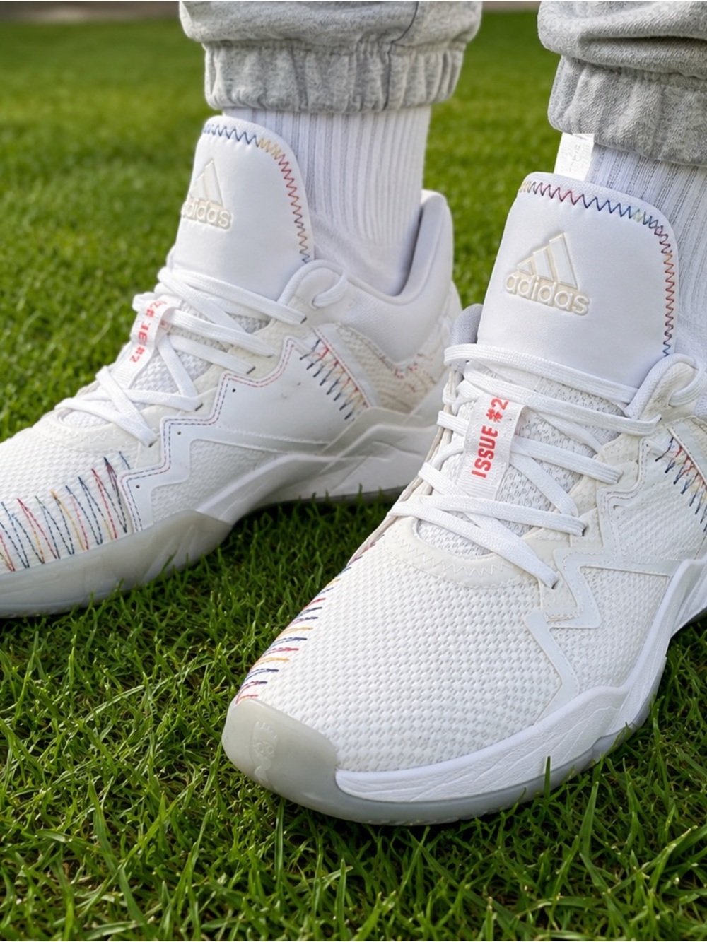 adidas White Low-Top Sneakers with Red Accent Stitching